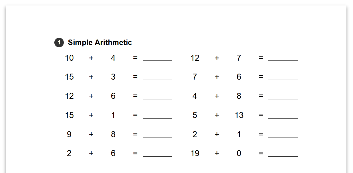 Sample Worksheet Render